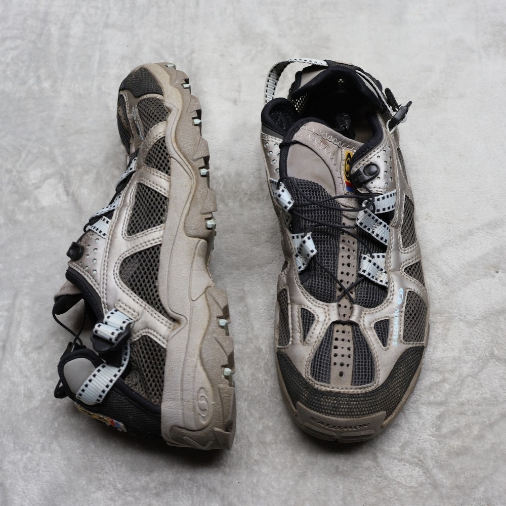 Salomon Womens 9.5 Hiking Shoes Gray Techampibians Gorpcore Outdoor Trail VTG